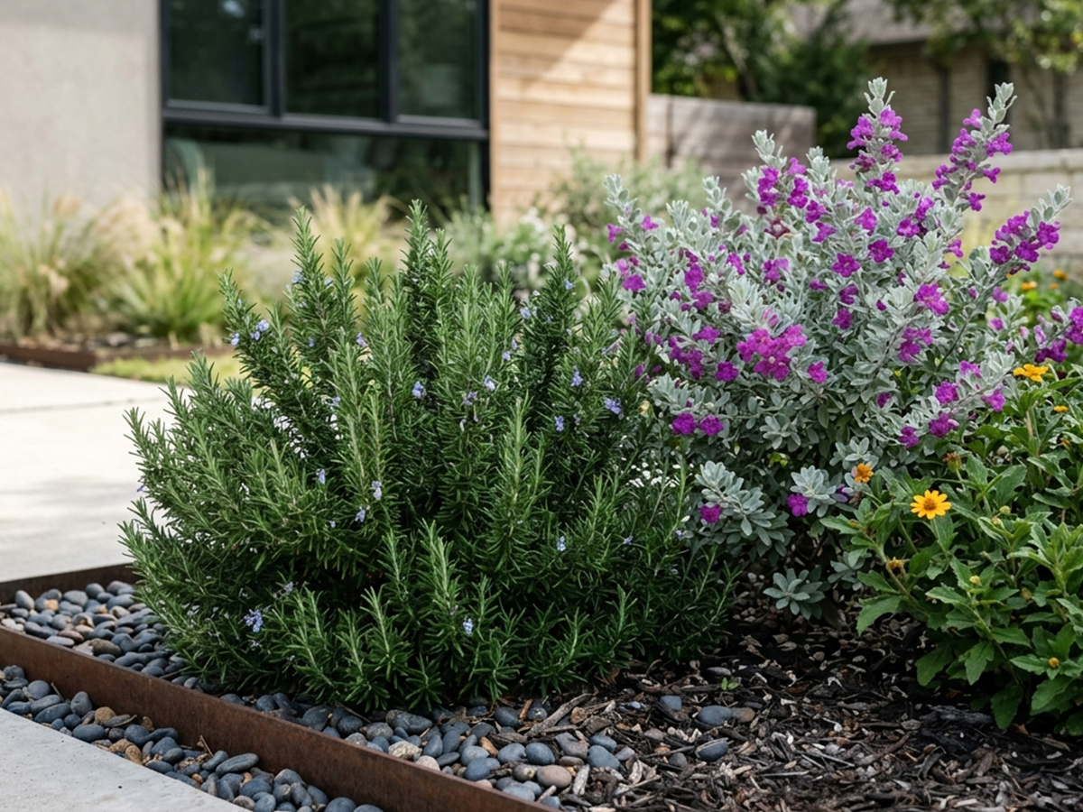 Native Texas plants in a residential garden